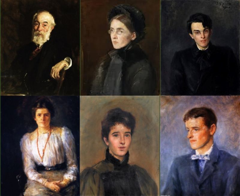 (5) Yeats Family: John Butler Yeats, Susan Pollexfen Yeats, WB, Jack, Lolly and Lily